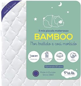 P'tit Lit - Matelas Bébé Bamboo - 60x120 cm - Viscose Douce et Absorbante - Sans traitement chimique - Déhoussable - Oeko Tex® - Fabrication Française - Ep. 10 cm