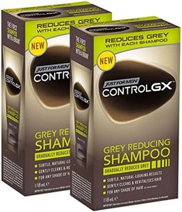 Just For Men Control GX - Grey Reducing Shampoo for Grey Hair with Coconut Oil and Aloe Vera, New Improved Formula, All Shades, 118ml x 2 Units - Pack Promoo