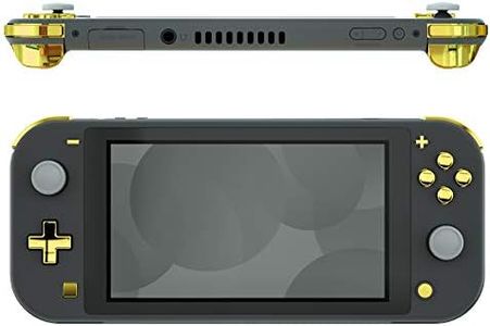 eXtremeRate Chrome Gold Glossy Replacement ABXY Home Capture Plus Minus Keys Dpad L R ZL ZR Trigger for Nintendo Switch Lite, Full Set Buttons Repair Kits with Tools for Nintendo Switch Lite