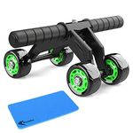 FirstFit Premium Abdominal Ab Roller with 4 Wheel Exercise Equipment for Workout with Knee Pad Mat - Multicolor