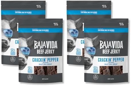 Baja Beef Jerky - 100% All Natural Beef Jerky, Keto Jerky, Gluten Free, Low Calorie Craft Jerky, 13g Protein per Serving, No Nitrates or Added Hormones - Crackin' Pepper, 2 oz Bag (Pack of 4)