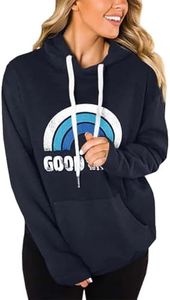 Lacozy Womens Hoodie Sweatshirt Long Sleeve Casual Fall Tops Graphic Tee Shirt Sweaters for Women Navy Blue XXL