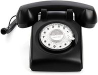 Dicunoy Retro Rotary Dial Telephones, Vintage Old Telephone for Landline, Black 1960's Classic Style Corded Landline Phones for Home, Office, Farmhouse Deco