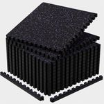 Vivaluz 1'' Thick 96 Sq Ft Protective Gym Flooring for Home Gym, 24 Tiles Extra-Thick Rubber Top with High Density EVA Foam, Interlocking Exercise Equipment Mats, Heavy Weight Workout, Black & Purple