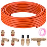 Taiidaues Air Line Service Kit for Air Spring Bag Suspension with Fittings, 25 FT PA 1/4" Air Line, Inflation Schrader Valve Air Bags Line Kit Replacement Component