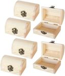 Juvale 6 Pack Small Wooden Boxes with Hinged Lid, Front Clasp - Unfinished Paintable Treasure Box for DIY Arts & Crafts, Halloween, Pirate Birthday Party (2.8 x 3.9 x 2.4 in)