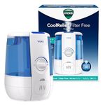 Vicks Filter Free CoolRelief Cool Mist Humidifier, Medium Room, Kids and Adults, Works With Vicks VapoPads and Vicks VapoSteam, White and Blue
