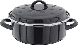 Judge JS79 Enamel Roasting Tin with Lid, 20x7cm, 2L Oven Dish, Roasting Tray & Hot Pot, Casserole Dishes with Lids Oven Proof - 5 Year Guarantee