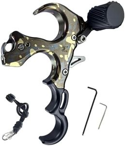 Compound Bow Aid Releaser with Wrist Straps and Adjustment Tool,Archery Release Aids with 4 Thumb Release Adjustable,Aluminum Alloy Aids.for Left and Right Handers. (High-4 Finger M-Camouflage)
