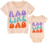 Toddler Baby Boy Girl Sibling Shirts Romper Rad Like Dad Short Sleeve T-Shirt Bodysuit Father's Day Matching Outfits, Apricot, 2-3 Years