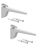 Gedotec Pinocchio Designer Glass Shelf Support - Silver Aluminium | Pack of 2 - Shelf Brackets Heavy Duty | Pinocchio | Metal Wall Shelf Support | Shelf Support Heavy Duty with Load Capacity up to 50