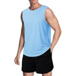 meioro Men's Mesh Tank Top Shirt, Quick Dry Sleeveless Shirts Fitted Muscle Tank Tops, Sport Round Neck T-Shirt Men Summer Gym Workout Vest Breathable Training Bodybuilding Fitness Undershirt(L)