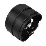 JewelryWe Men's Leather Bangle Cuff Bracelet Strap Wristband with Buckle Fastening Black (with Gift Bag)