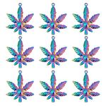 UNICRAFTALE 10Pcs Rainbow Color Leaf Pendant Charms 304 Stainless Steel Pendants Rack Plating Metal Pot Leaf Shape Charms Hole 1.8mm for DIY Jewelry Making Multicolor