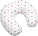 Baby Breast Feeding Pillow Nursing Maternity Pregnancy Baby Sitting Support - Grey Pink Stars