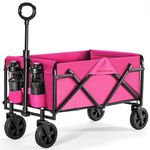 Rollefun Wagon Cart with Wheels Foldable - Collapsible Utility Wagon Heavy Duty, Folding Grocery Wagon, All Terrain Wagon Outdoor Camping Garden