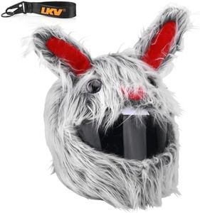 LKV Motorcycle Helmet Cover Cartoon Plush Animal Fits for Most Full Face Helments, Fun Rides Gifts (Wool Rabbit)