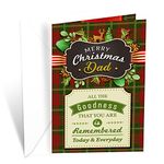 Prime Greetings Christmas Card For Dad (Father), Made in America, Eco-Friendly, Thick Card Stock with Premium Envelope 5in x 7.75in, Packaged in Protective Mailer