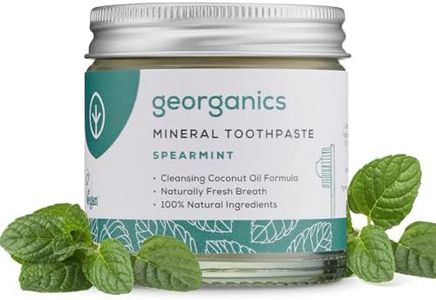 Georganics Mineral Toothpaste - 120ml - Spearmint - 100% Natural, Fluoride Free, SLS Free & Glycerine Free - with Coconut Oil to Support Gum Health - Certified Cosmos Natural, Vegan and Cruelty-Free