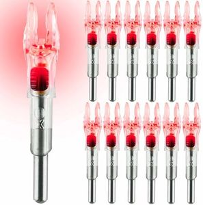 KEAUP 12 Pack X Lighted Nocks Universal Fit for Arrows with ID .204/.233/.244/.246 Light Up Nocks with ON/Off Switch for Archery Hunting