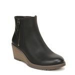 Dr. Scholl's Shoes Women's Chloe Ankle Wedge Bootie Boot, Black Smooth, 7