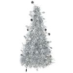 Unique 63518 Tinsel Christmas Tree Centerpiece, Paper, Silver