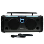 Bumpboxx Bluetooth Portable Speaker Boombox Flare8 Pro Carbon Fiber | Retro Boombox with Bluetooth Speaker | Rechargeable Lithium Battery | Includes 2 Wireless Microphone & Remote Control