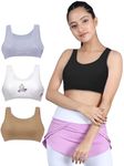 DChica Sports Bra for Girls, Cotton Non Padded Beginners Bra, Non-Wired Teenager Bras for Gym, Workout, Yoga Slip-on Double Layered Full Coverage Bra- Pack of 4