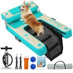 FBSPORT Dog Pool Boat Ramp Inflatable, Non-Slip EVA Dog Dock Water Ramp Ladder for Lake, Floating Safe Puppy Boat Stairs for Dog Up to 200 LBs Large, Easy Access Platform with Boost Step
