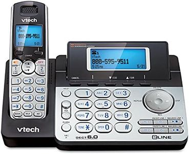 VTech DS6151 2-Line Cordless Phone System for Home or Small Business with Digital Answering System & Mailbox on Each line, Black/Silver 5" x 8.5" x 6.5" x 4.8"