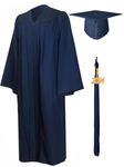 GraduationMall Matte Graduation Gown Cap Tassel Set 2020 for High School and Bachelor Navy Blue 54(5'9"-5'11")