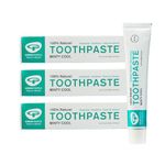 Green People Minty Cool Toothpaste Bundle - 100% Natural Mint - Fluoride & SLS Free - for Sensitive Gums - Vegan, 3X 50ml