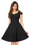 ILLI LONDON Women's Skater Knee Length Dress (IL D-32,33,34,79,295,296_Black_Large)