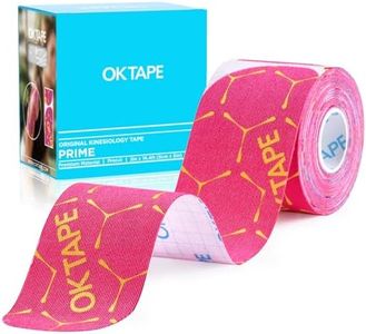 OK TAPE Synthetic Kinesiology Tape Precut Strips, Waterproof Kinesiology Athletic Tape for Muscle Support and Recovery, Reduce Muscle Discomfort K Tape, 2in×16.4ft Roll 20PCS | Pink