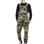 FANSU Men Denim Overalls Trousers Dungarees Vintage Work Bib Jeans Jumpsuits with Knee Pads Pockets Coveralls Pants Big Waist Plus Size (L,Camouflage)