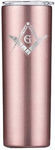 Personalized Freemason Tumbler 20 oz – Laser Engraved Masonic Symbol Skinny Travel Mug with Lid – Custom Name Masonic, Men, Brothers