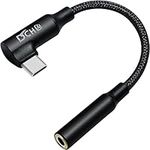 DCHAV USB C to 3.5mm Audio Adapter USB Type C to 3.5mm Female Headphone Jack Converter USBC to Aux Audio Dongle Cable Cord Nylon Braided DAC Chip for Android Phone Laptop Speaker Earphone (Black)