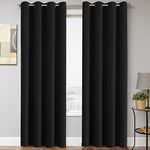 H.VERSAILTEX Blackout Curtains 2 Panels for Bedroom Light Blocking Room Darkening Curtain Drapes for Living Room, Thermal Insulated Grommet Top, Each 52 by 96 Inch, Black, Sold Pair