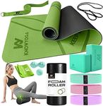 KNOWYOGA Yoga Starter Set 12-in-1 Yoga Set, Yoga Mat and Blocks for Women and Men, Yoga Kit and Sets for Beginners, Foam Roller, 4 Resistance Bands with Straps, 2 Peanut Massage Balls Set