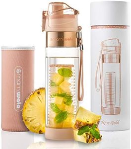 MAMI WATA Fruit Infuser Water Bottle – 24 oz – Tritan Plastic - Unique Stylish Design – Fruit Infused Water recipes eBook & Insulating sleeve – Beautiful Gift Box