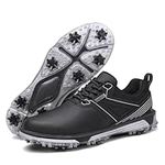 KESCOO Waterproof Golf Shoes Men Professional Spiked Golf Footwear Lightweight Outdoor Comfortable Golf Training Sneakers, Black 43