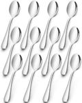 AckMond 12-Piece (13.5 cm, 5.3 inches) Fine Coffee Spoon, Teaspoons, Mirror Polishing Spoon Set （Silver)