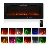 Homedex 50" Electric Fireplace, Electric Fireplace Inserts Recessed/Wall Mounted with Touch Screen, Remote Control with Timer, 12 Adjustable Flame Colors, Log & Crystal Options, 750/1500W Heater