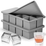 Nax Caki Silicone Ice Cube Tray with Lid 2 Pack (2024 New Version - Secured,Easy Release,Odor-Free),Stackable Large Ice Cube Molds, 2" Square Whiskey Ice Cubes Mold for Bourbon,Cocktails,Frozen Treats