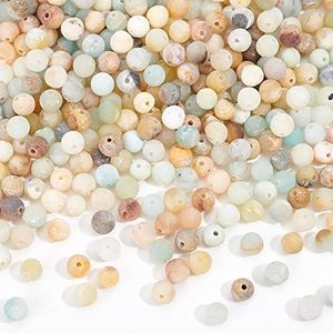 nbeads 5 Brins Environ 420 Pcs Perles d'Amazonite Naturelles Givrées, 4mm Perles de Pierre Naturelle Petites Perles Rondes pour Bracelet Collier Fabrication de Bijoux, Trou: 1 mm, 86/brins