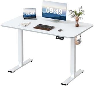 Furmax Electric Height Adjustable Standing Desk Large 48 x 24 Inches Sit Stand up Desk Home Office Computer Desk Memory Preset with T-Shaped Metal Bracket, White
