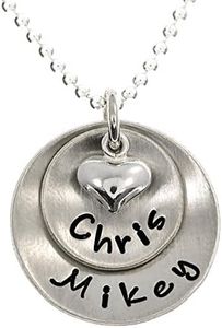 AJ's Collection Lucky Two Necklace Personalized Sterling Silver With 2 names or words of your choice. Includes Sterling Silver Cable Chain Gift For Her (16" Ball Chain)