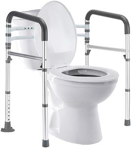 FSA/HSA Eligible Toilet Safety Rails, Adjustable Toilet Safety Frame for Elderly, Seniors, Handicap & Disabled, Toilet Frame with Handles, Foldable Handicap Toilet Rails Fit Any Toilets (300 LB)