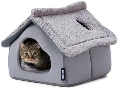 Pelzin Cat Houses for Indoor Cats - Large Cat Cave Bed with Removable Support Foam and Washable 2-Side Mat - Covered Cat Bed for Cat Hideaway - Enclosed Cat Hideout for Kitten and Small Pet, Grey