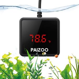 PAIZOO Aquarium Thermometer, LED Digital Thermometer for Fish Tank with USB Power, Highly Accurate Waterproof Temperature Gauge with Suction Cup and 6.5ft Power Cord for Saltwater and Freshwater